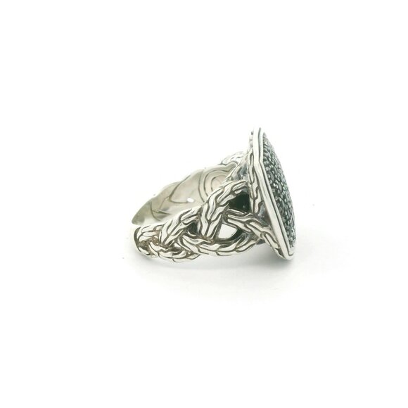 sterling_silver_black_sand_dia  John Hardy Sterling Silver Black Diamond Cluster Ring - Size 7